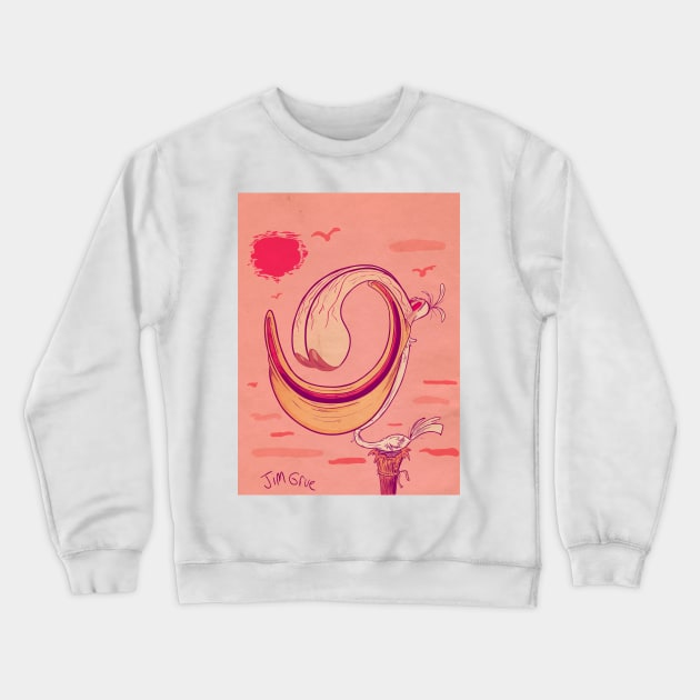 Looking Down In Th' Mouth Crewneck Sweatshirt by Jim Grue Goods